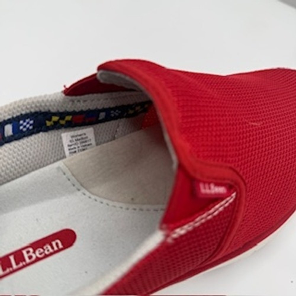 LL Bean Womens Red Mesh Slip On Sneakers Nautical Flag Trim 296817 Size 8.5 M - Picture 7 of 8